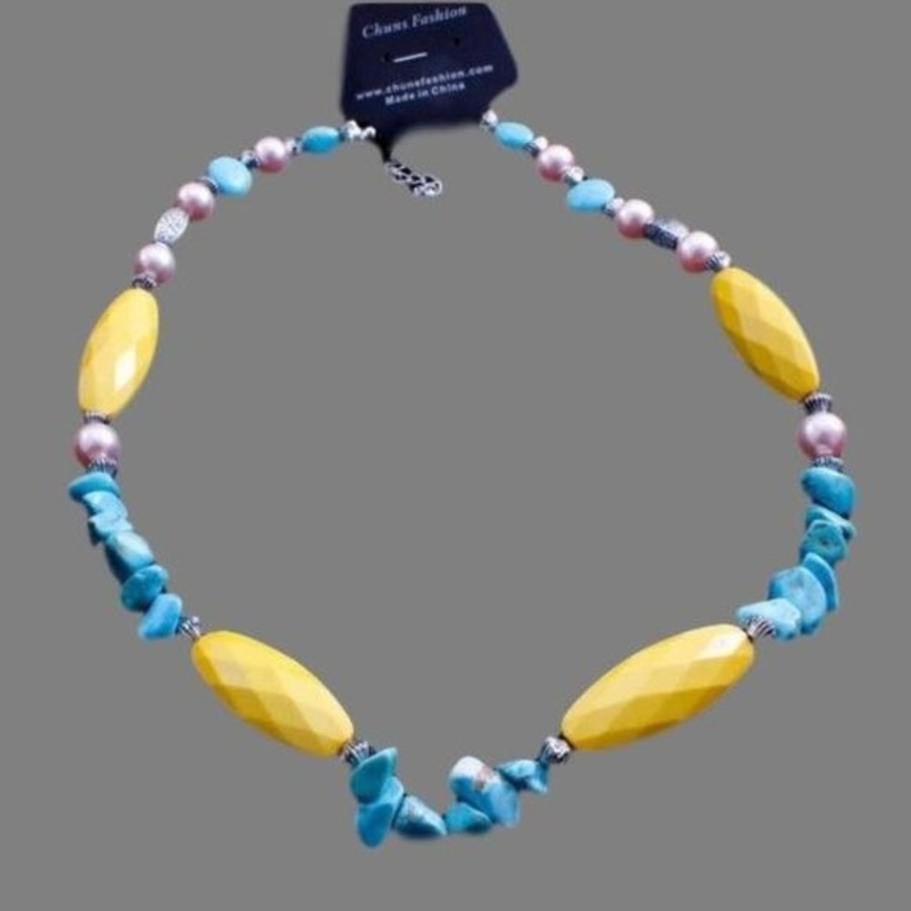 Chuns Fashion Turquoise Synthetic Yellow, Turquoise and Pearl Beads